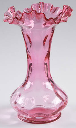 Dot Optic Cranberry 7" Double Crimped Vase