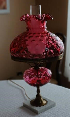 Dot Optic Cranberry Student Lamp & Globe