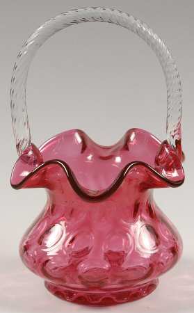 Dot Optic Cranberry #1434 Coin Dot 8" Basket