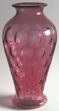 Dot Optic Cranberry 9" Flower Vase