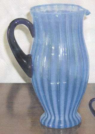 Rib Optic Blue (Opalescent) Pitcher