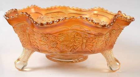 Panther Marigold (Carnival) 9" 3-Toed Footed Bowl
