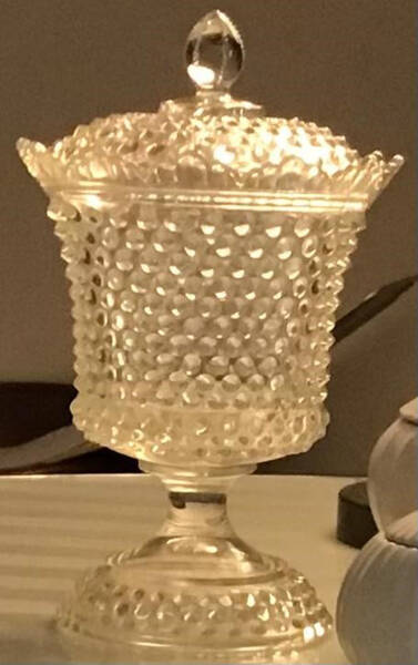 Hobnail Clear Footed Urn & Lid