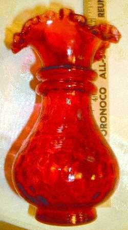 Dot Optic Ruby Overlay (Cranberry) 6" Flower Vase