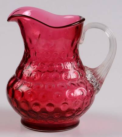 Dot Optic Ruby Overlay (Cranberry) Creamer