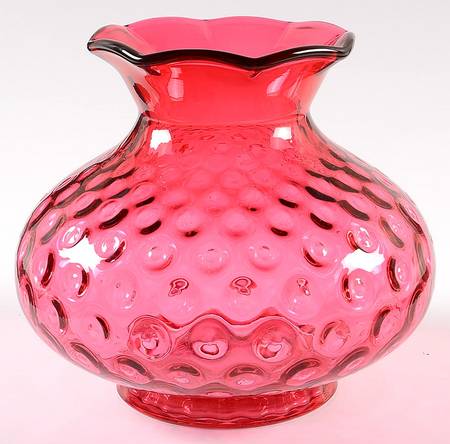 Dot Optic Ruby Overlay (Cranberry) 6" Flower Vase