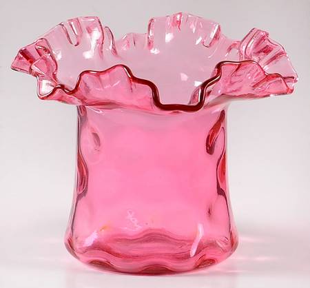 Dot Optic Ruby Overlay (Cranberry) 6" Topper (Top Hat)