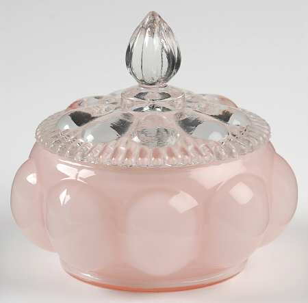 Rose Overlay Round Puff Box with Lid