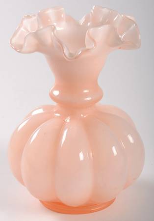 Rose Overlay 5" Crimped Vase