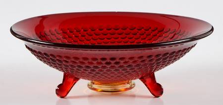 1932 Ruby 6" 3-Toed Footed Bowl by Fenton