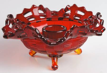 Basketweave with Open Edge, Ruby Single Light Candlestick