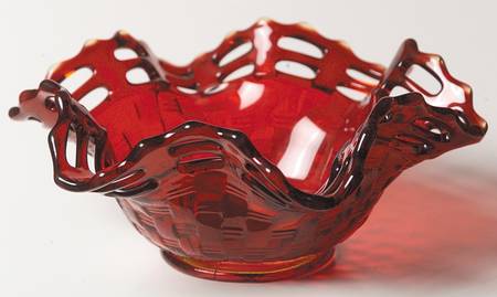 Basketweave with Open Edge, Ruby 6" Crimped Bon Bon
