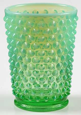 Hobnail Emerald Green (Opalescent) 8 Oz Flat Tumbler