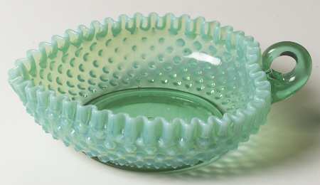 Hobnail Emerald Green (Opalescent) Heart Dish
