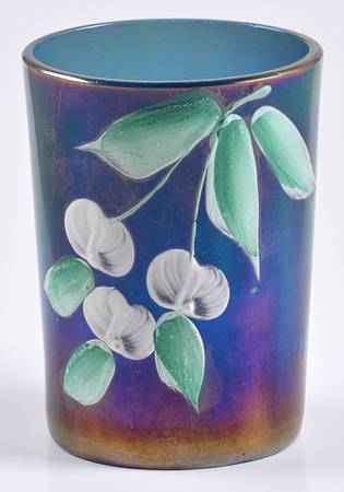 Cherries and Blossoms Cobalt Blue 7 Oz Flat Tumbler