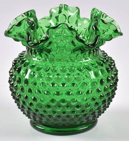Hobnail Springtime Green 5" Double Crimped Vase