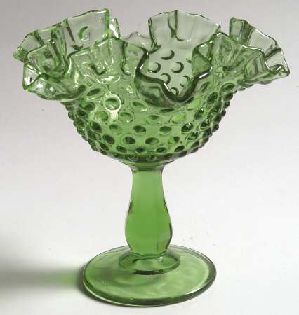 Hobnail Springtime Green Double Crimped Footed Compote