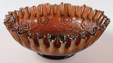 Persian Medallion Amethyst (Carnival, Older) 7" Round Crimped Bowl