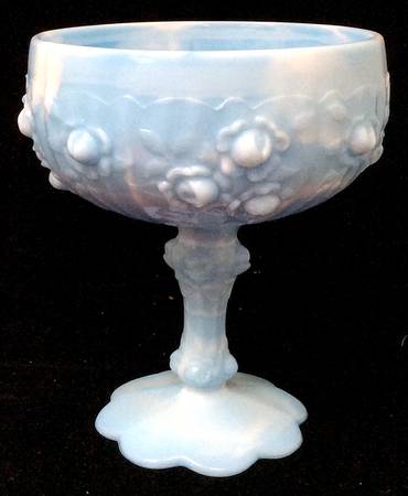 Rose Blue Marble Tall Footed Candy Box No Lid