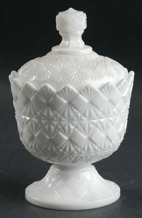 Fine Cut and Block (Milk Glass) Sugar Bowl & Lid