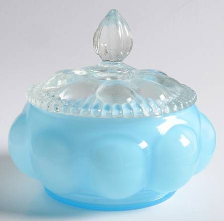 Blue Overlay Candy Dish & Lid