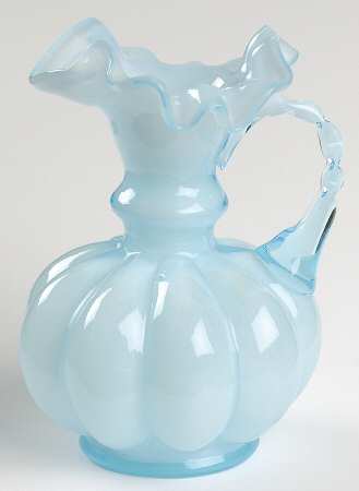 Blue Overlay 5" Handled Jug