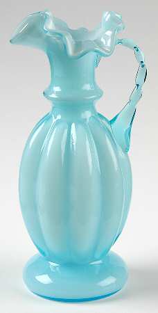 Blue Overlay 9" Handled Jug