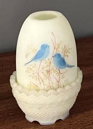 Bluebirds on Custard Fairy Lamp