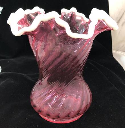 Ruby Snowcrest 7" Flower Vase by Fenton