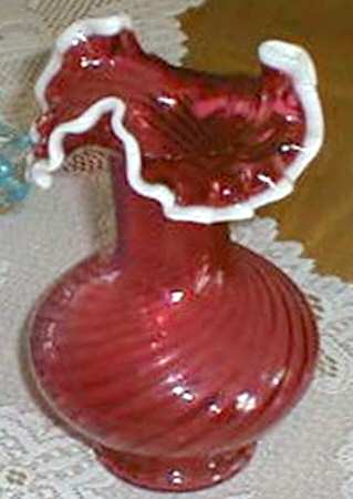 Ruby Snowcrest 11" Flower Vase by Fenton