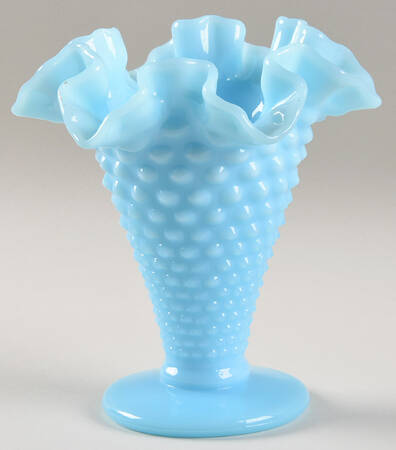 Hobnail Blue (Pastel) 5" Footed Double Crimped Vase