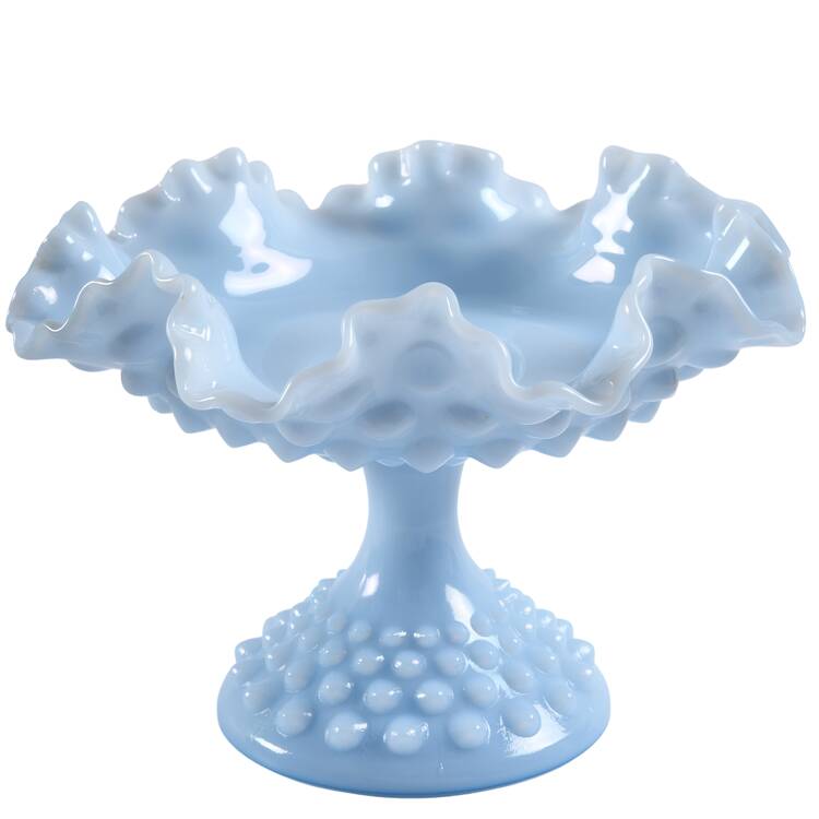 Hobnail Blue (Pastel) Round Compote (Height X Width)