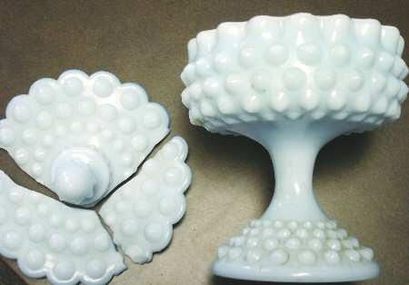 Hobnail Blue (Pastel) Footed Candy Box & Lid