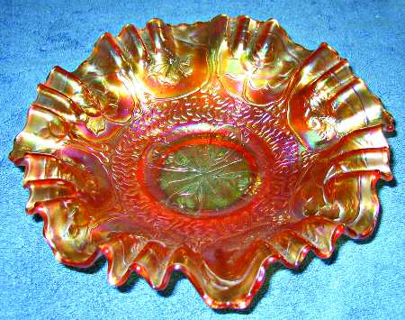 Dragon and Lotus Marigold 9" Round Crimped Bowl