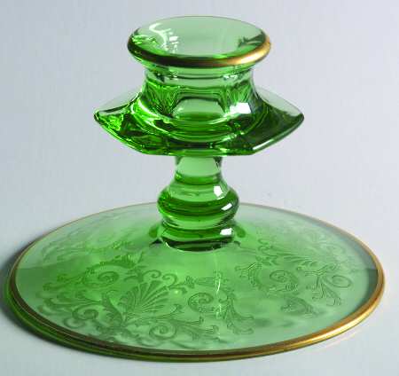 Versailles Green (Gold Trim, Stem 5098) 3" Single Light Candlestick