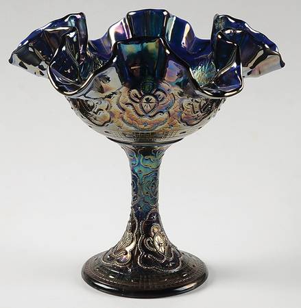 Cobalt Marigold Carnival Round Compote (Height X Width)