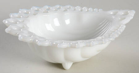 Lacy Edge Milk Glass Shell Shape Bowl