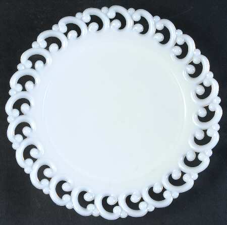 Lacy Edge Milk Glass 9" Sandwich Plate