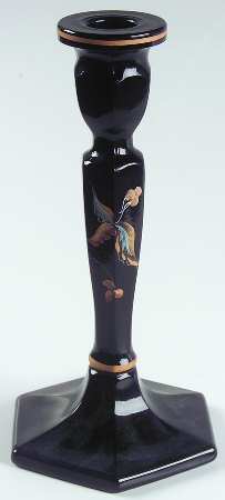Autumn Leaves on Black 8" Single Light Candlestick