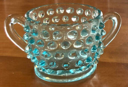 Hobnail Aquamarine Blue Individual Open Sugar