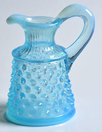 Hobnail Aquamarine Blue Handled Cruet No Stopper