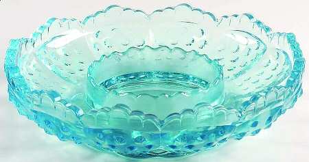 Hobnail Aquamarine Blue Ashtray/Chip & Dip/Candle Bowl
