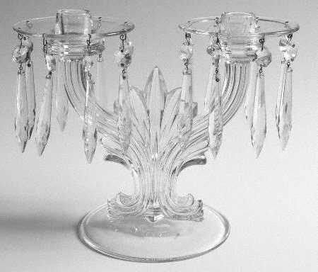 2484 Clear 2484 2 Light Candlestick w/Bobeches & 16 Prisms