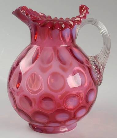 Dot Optic Cranberry (Opalescent) 88 Oz Pitcher