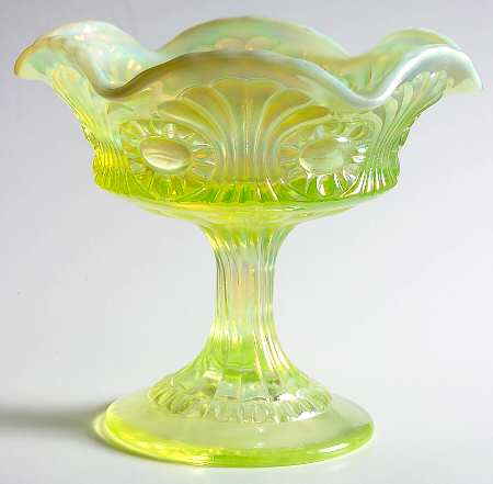 Topaz Opalescent (Iridized) Footed Open Nut Dish
