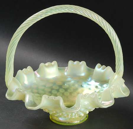 Topaz Opalescent (Iridized) #C3638 Hobnail 8" Basket