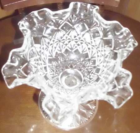 Fine Cut Block Clear Footed Compote