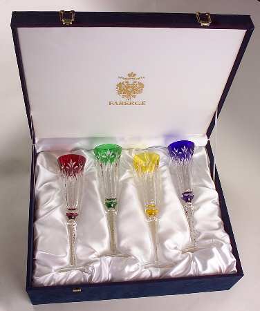 Palais Royal Fluted Champagne - Set of 4 Colors (Red, Cobalt, Green & Yellow)