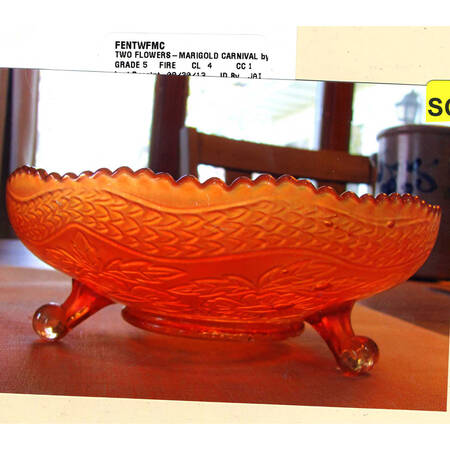 Two Flowers Marigold Carnival 8" 3-Toed Footed Bowl