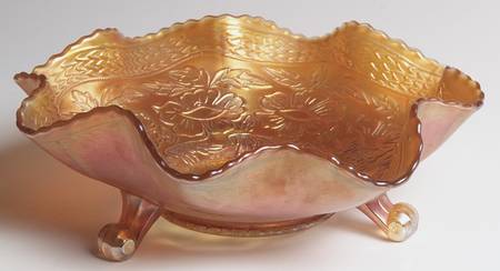 Two Flowers Marigold Carnival 10" Round 3-Toed Crimped Bowl
